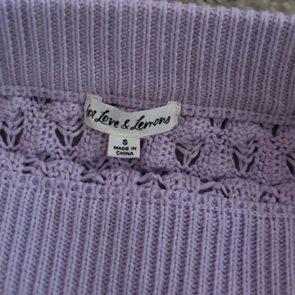 For Love & Lemons SET Charlotte Mini Skirt Crop Bra Top Purple Lavender Knit - Picture 2 of 13
